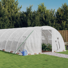 vidaXL fehér acélvázas melegház 48 m² 12 x 4 x 2 m kerti tárolás