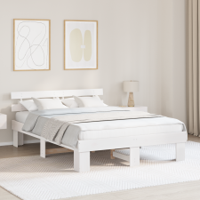 vidaXL Fehér ágykeret fejtámlával 140x200 cm Tömör fenyő ágy és ágykellék
