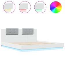 vidaXL fehér ágykeret fejtámlával és LED-világítással 160 x 200 cm (3209996) ágy és ágykellék
