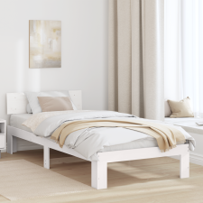 vidaXL Fehér ágykeret fejvéggel 100x200 cm tömör fenyőfából ágy és ágykellék