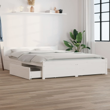 vidaXL fehér ágykeret fiókokkal 135 x 190 cm (4FT6 Double) ágy és ágykellék