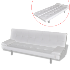vidaXL Fehér állítható háttámlás kanapé 2 db párnával bútor