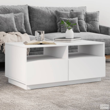 vidaXL Fehér dohányzóasztal LED-lámpákkal 90x49x40 cm bútor