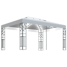 vidaXL fehér dupla tetős pavilon fényfüzérrel 3 x 4 m kerti bútor