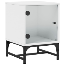 vidaXL fehér éjjeliszekrény üvegajtóval 35 x 37 x 50 cm (836518) bútor