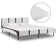 vidaXL Fehér és fekete műbőr ágy matraccal 180 x 200 cm ágy és ágykellék