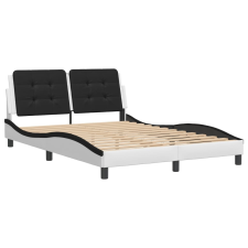 vidaXL fehér és fekete műbőr ágykeret fejtámlával 140 x 190 cm ágy és ágykellék