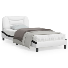 vidaXL fehér és fekete műbőr ágykeret LED-világítással 80 x 200 cm ágy és ágykellék