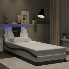 vidaXL fehér és fekete műbőr ágykeret LED-világítással 90x190 cm ágy és ágykellék