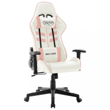 vidaXL Fehér és rózsaszín műbőr gamer szék forgószék