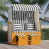 vidaXL fehér és szürke polyrattan és tömör fa strandszék párnákkal