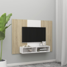vidaXL fehér és tölgyszínű fali forgácslap TV-szekrény 135x23,5x90 cm bútor