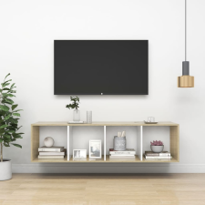 vidaXL fehér és tölgyszínű forgácslap fali TV-szekrény 37x37x142,5 cm bútor