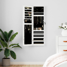 vidaXL fehér falra szerelhető tükrös ékszerszekrény 30x8,5x106 cm bútor