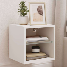 vidaXL fehér falra szerelhető TV-szekrény LED-lámpákkal 30x28,5x30 cm bútor