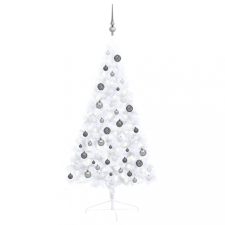 vidaXL Fehér fél műkarácsonyfa LED-ekkel és gömbszettel 120 cm (3077654) karácsonyi dekoráció