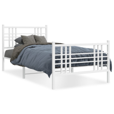 vidaXL fehér fém ágykeret fej- és lábtámlával 100 x 190 cm ágy és ágykellék