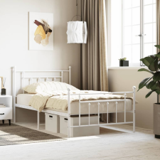 vidaXL fehér fém ágykeret fej- és lábtámlával 100x200 cm ágy és ágykellék