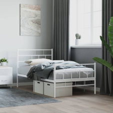 vidaXL fehér fém ágykeret fej- és lábtámlával 100x200 cm ágy és ágykellék