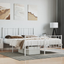 vidaXL Fehér fém ágykeret fej- és lábtámlával 120x200 cm bútor
