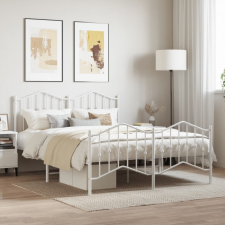 vidaXL fehér fém ágykeret fej- és lábtámlával 135 x 190 cm ágy és ágykellék