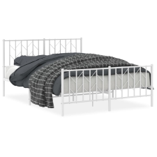 vidaXL fehér fém ágykeret fej- és lábtámlával 135 x 190 cm (374503) ágy és ágykellék