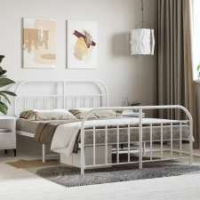 vidaXL fehér fém ágykeret fej- és lábtámlával 135x190 cm ágy és ágykellék