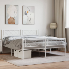 vidaXL fehér fém ágykeret fej- és lábtámlával 135x190 cm ágy és ágykellék