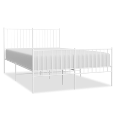 vidaXL fehér fém ágykeret fej- és lábtámlával 135x190 cm (350948) ágy és ágykellék