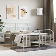 vidaXL fehér fém ágykeret fej- és lábtámlával 140 x 190 cm ágy és ágykellék