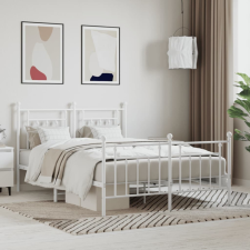 vidaXL fehér fém ágykeret fej- és lábtámlával 140x200 cm ágy és ágykellék