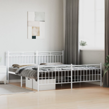 vidaXL fehér fém ágykeret fej- és lábtámlával 183 x 213 cm ágy és ágykellék