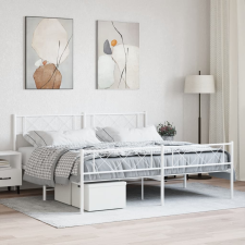 vidaXL fehér fém ágykeret fej- és lábtámlával 193 x 203 cm ágy és ágykellék