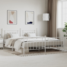 vidaXL fehér fém ágykeret fej- és lábtámlával 193 x 203 cm ágy és ágykellék