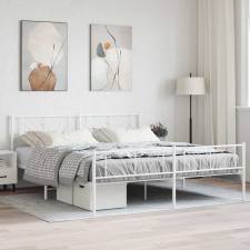 vidaXL fehér fém ágykeret fej- és lábtámlával 193 x 203 cm ágy és ágykellék