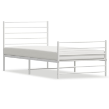 vidaXL fehér fém ágykeret fej- és lábtámlával 90x200 cm (352379) ágy és ágykellék