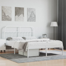 vidaXL fehér fém ágykeret fejtámlával 150 x 200 cm ágy és ágykellék