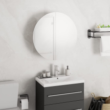 vidaXL fehér fürdőszobai szekrény kerek tükörrel/LED-del 40x40x17,5 cm bútor
