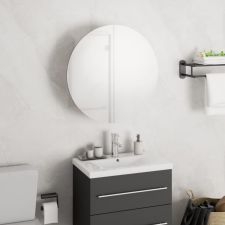 vidaXL fehér fürdőszobai szekrény kerek tükörrel/LED-del 40x40x17,5 cm fürdőszoba bútor