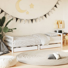 vidaXL fehér gyerek tömör fenyőfa ágykeret fiókokkal 80 x 200 cm ágy és ágykellék