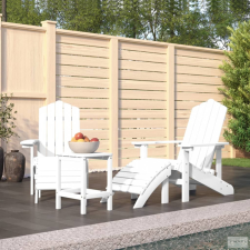 vidaXL fehér HDPE kerti adirondack székek lábtartóval és asztallal kerti bútor