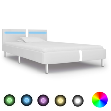 vidaXL fehér LED-es műbőr ágykeret 90 x 200 cm ágy és ágykellék