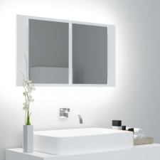 vidaXL Fehér LED-es tükrös fürdőszobaszekrény 80 x 12 x 45 cm fürdőszoba bútor