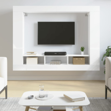 vidaXL fehér magasfényű szerelt fa TV-szekrény 152x22x113 cm bútor