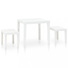 vidaXL Fehér műanyag kerti asztal 2 paddal kerti bútor