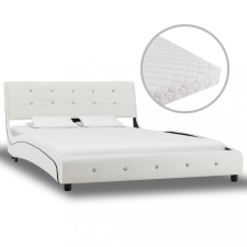 vidaXL Fehér műbőr ágy matraccal 120 x 200 cm ágy és ágykellék
