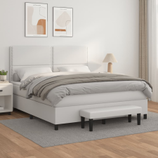 vidaXL fehér műbőr rugós ágy matraccal 160 x 200 cm ágy és ágykellék
