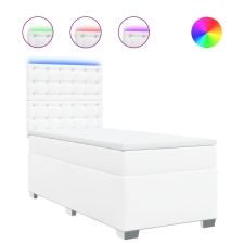 vidaXL fehér műbőr rugós ágy matraccal 90 x 200 cm (3293005) ágy és ágykellék