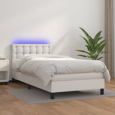 vidaXL fehér műbőr rugós ágy matraccal és LED-del 100x200 cm ágy és ágykellék