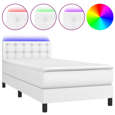 vidaXL fehér műbőr rugós ágy matraccal és LED-del 100x200 cm (3134208) ágy és ágykellék